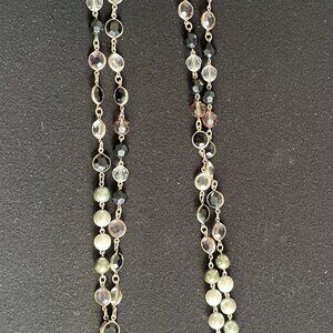 PREMIER DESIGNS 60" Opera Length Faux Pearl Necklace Facet Silver Tone